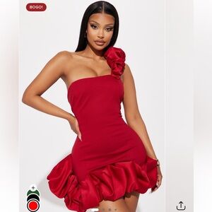 Wilma Ruffle Mini Dress - Red